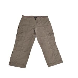 Roz & Ali Tan Cargo Capri Cropped Pants Size 14